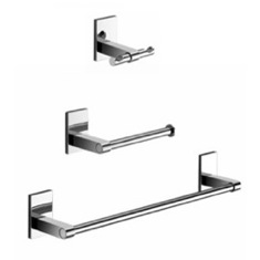 Wall Mounted 3 Piece Chrome Accessory Set
